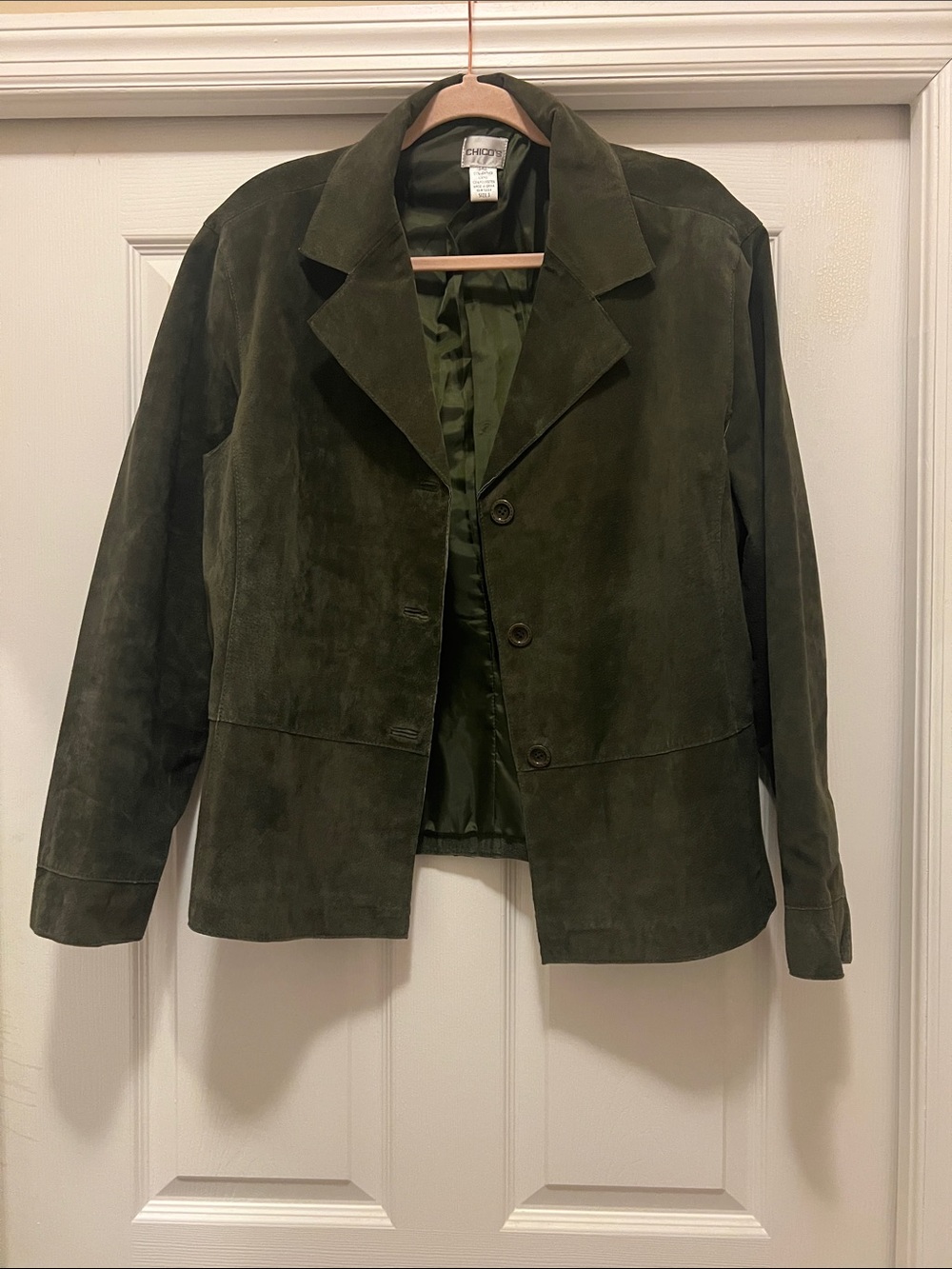 Chico's size 3 Dark Olive Suede Blazer Jacket ♋️